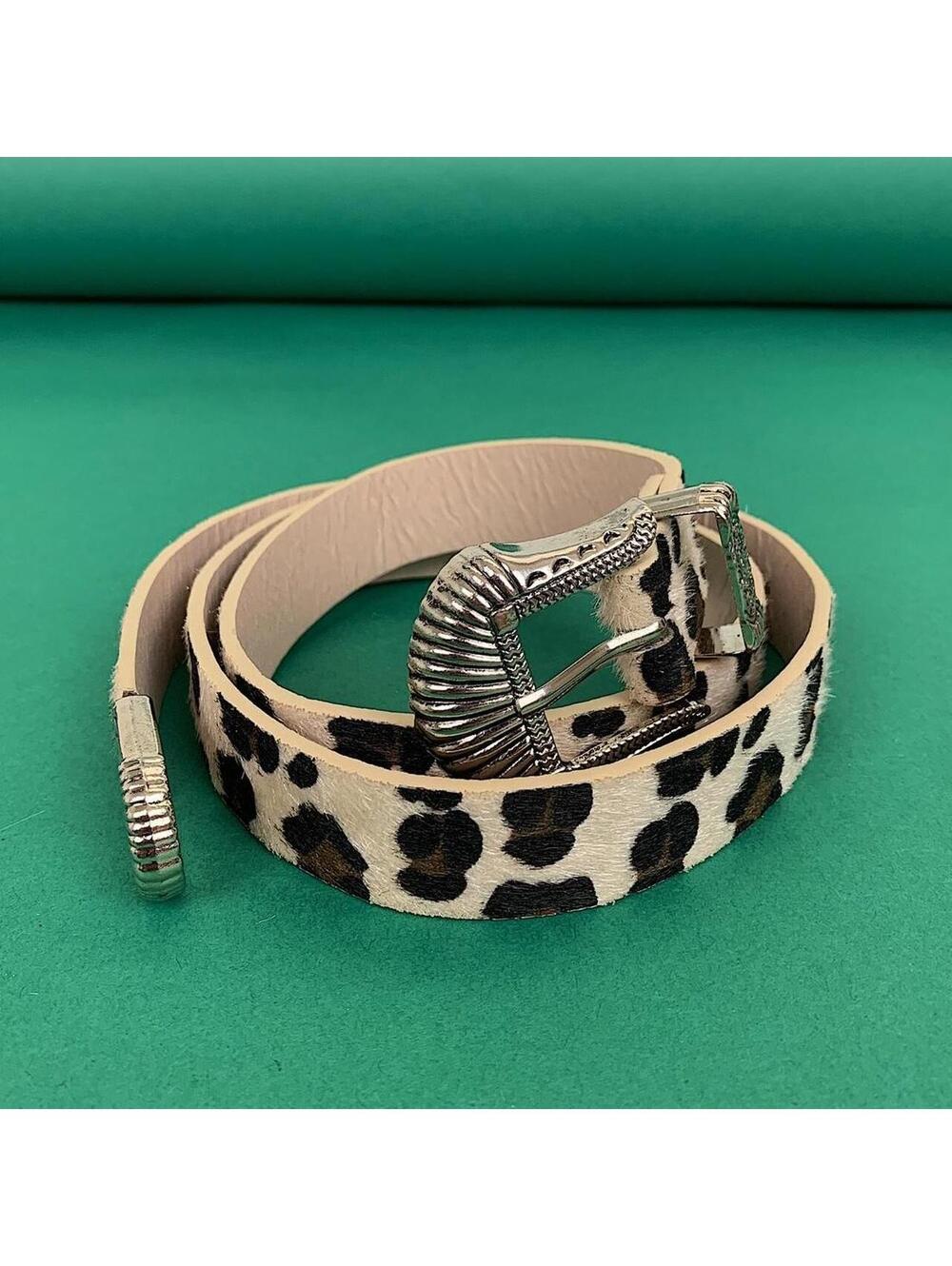 Cheetah Tan Brown Cheetah Fur American Western boho indie belt - Picture 3 of 8